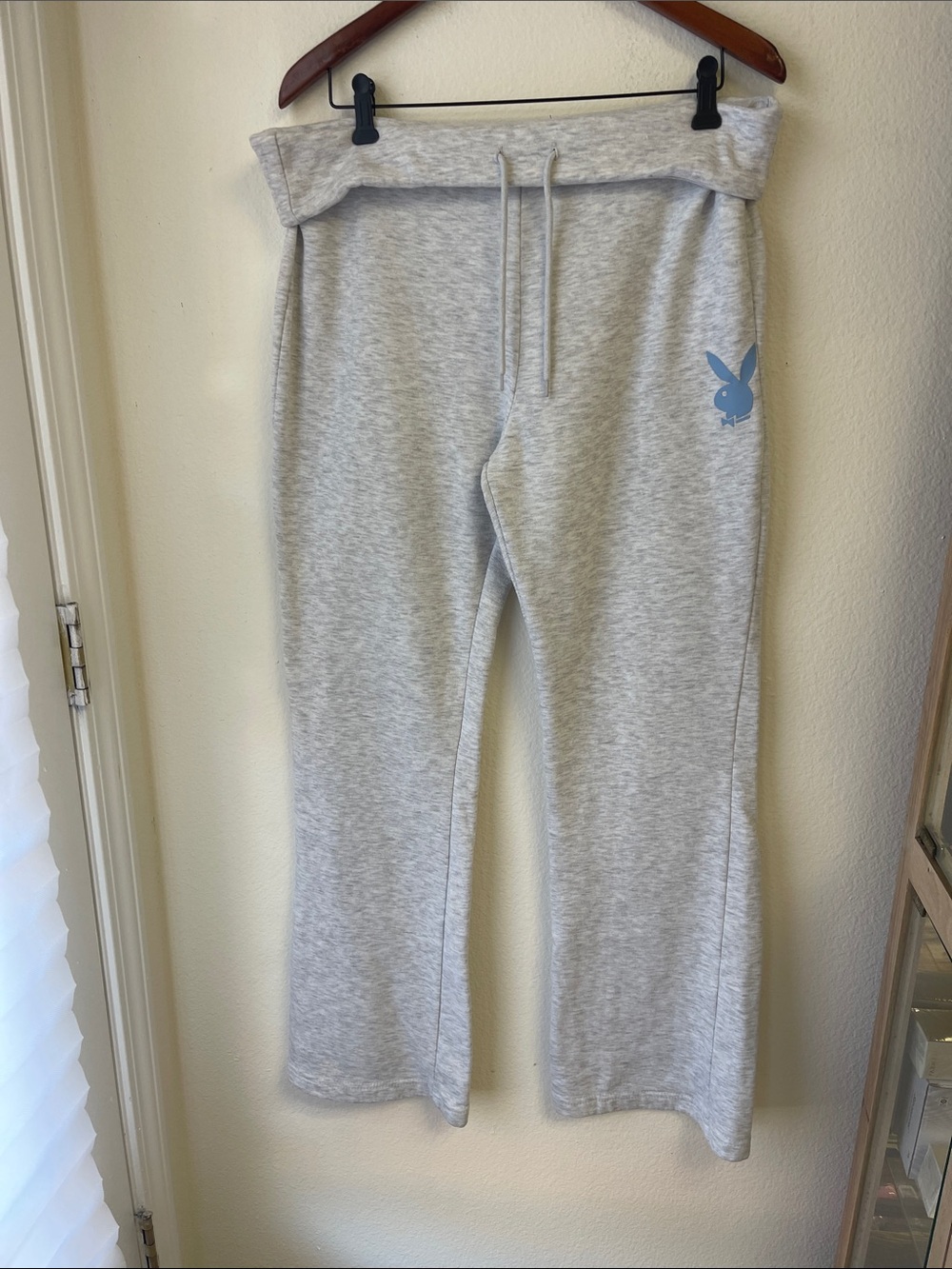 PLAYBOY Light Gray Kids Joggers with Blue Bunny Logo